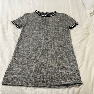 Zara Black and White Textured Dress